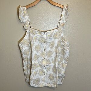 NWT Torrid Duofold Ruffle Button Front Daisy Daydream Plus Size Tank Top
